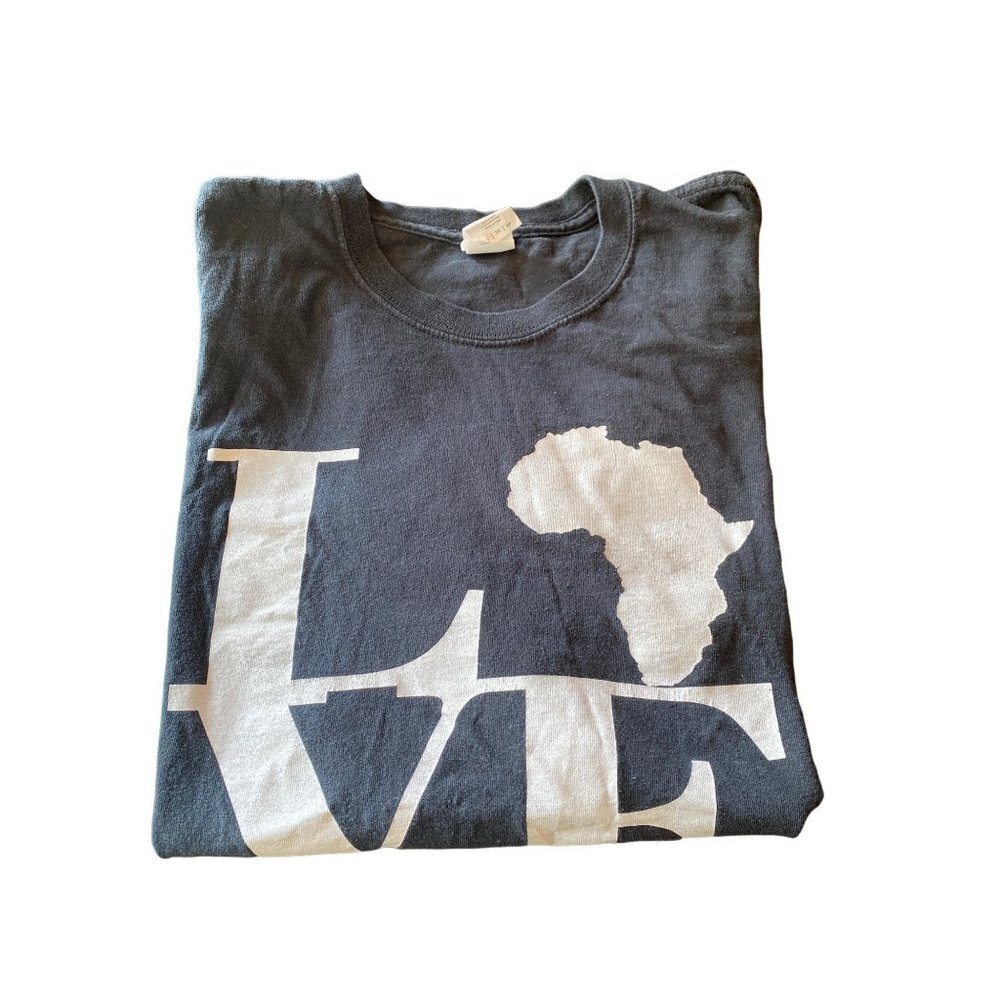 Black I Love Africa T Shirt Size XL Stacked LOVE Graphic - Picture 6 of 6